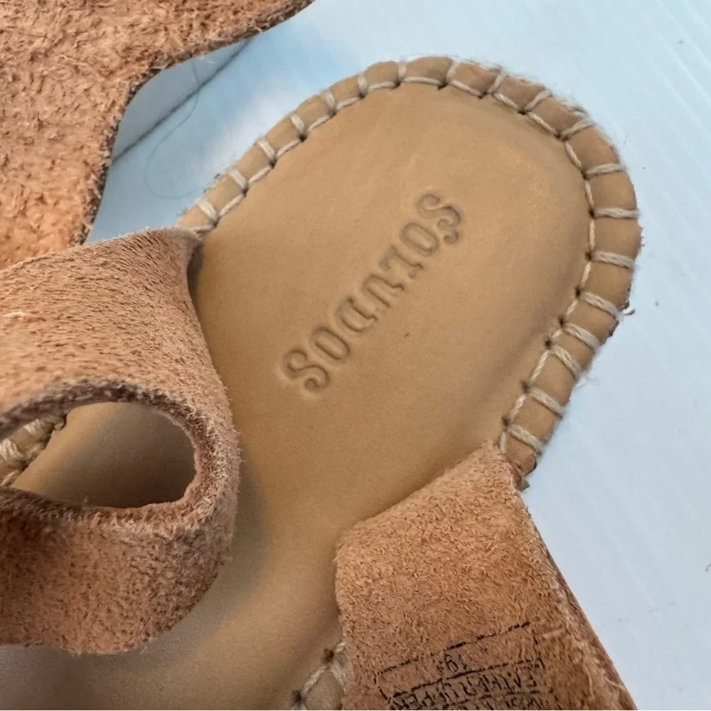 Soludos Olympia Platform Espadrille Sandals size 9 tan leather straps